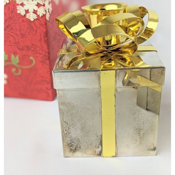 Set of 3 Vtg Silver Gold Taper Candle Holders Gift Boxes Christmas Holiday Decor - Picture 8 of 9